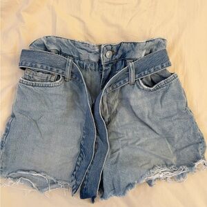 AllSaints Paperbag Waist Denim Shorts Size 26